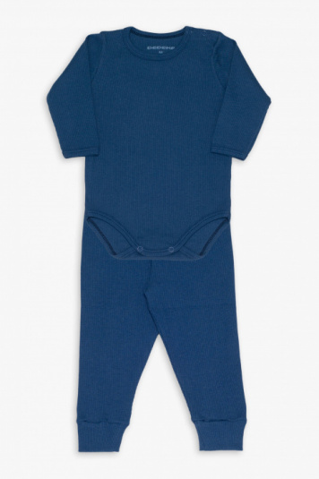 Conjunto de body canelado azul marinho para beb