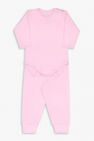 Conjunto de body trmico rosa para beb
