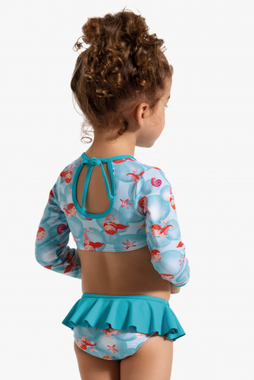 Biquni cropped com proteo solar beb e infantil sereias