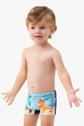 Sunga boxer beb e infantil dinos na praia