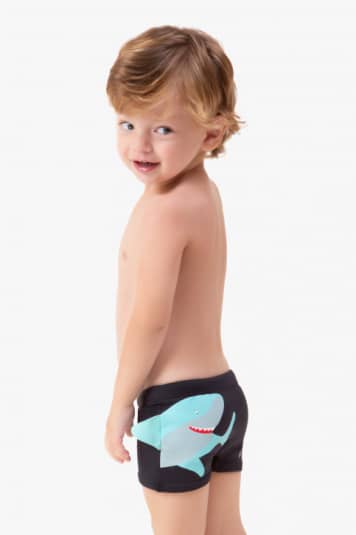 Sunga boxer beb e infantil tubaro - Barbatana aplicada