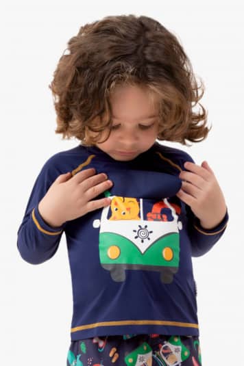 Camiseta proteo solar Kombi beb e infantil - Aplicao