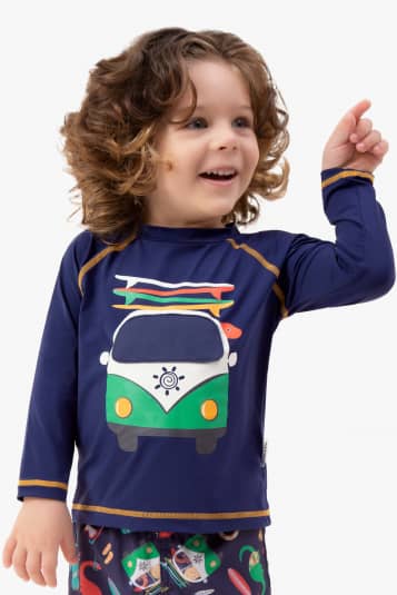 Camiseta proteo solar Kombi beb e infantil - Aplicao