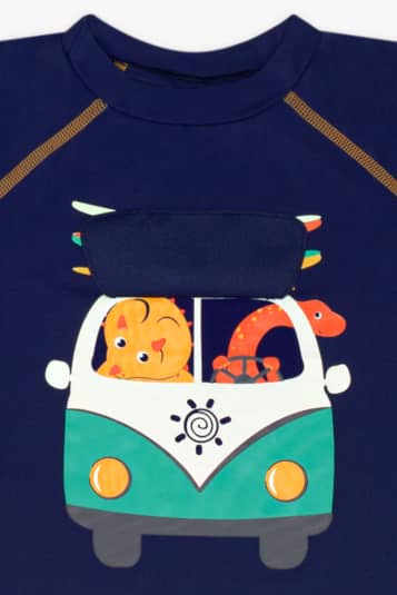 Camiseta proteo solar Kombi beb e infantil - Aplicao