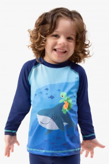 Camiseta proteo solar tubaro e tartaruga beb infantil