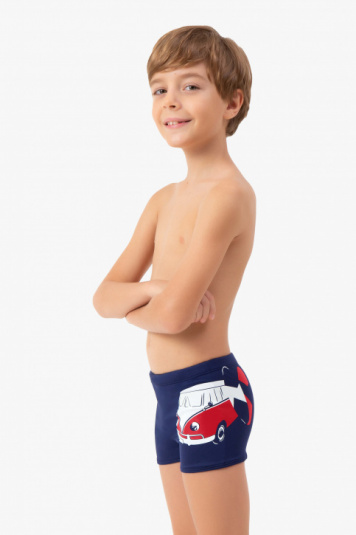 Sunga boxer infantil Kombi e prancha - Muda de cor no sol