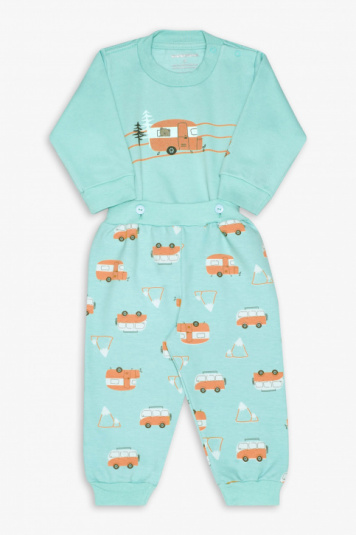 Pijama com boto na cintura caravana da aventura para beb
