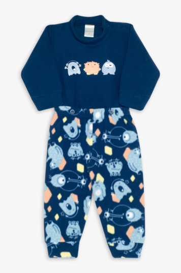 Pijama soft com boto na cintura monstros fofos para beb