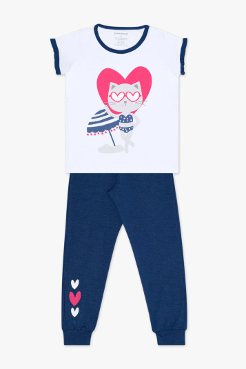 Pijama infantil de modal gatinha