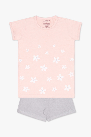 Pijama infantil de melange florzinhas - Brilha no escuro