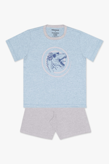 Pijama infantil de melange dinossauro - Brilha no escuro