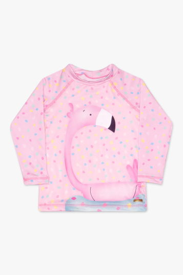 Camiseta proteo solar boia de flamingo beb e infantil