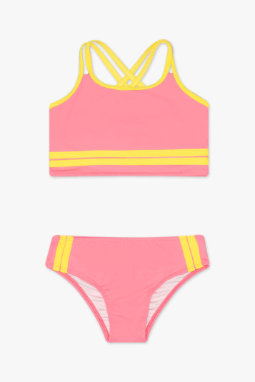 Biquni infantil rosa e amarelo