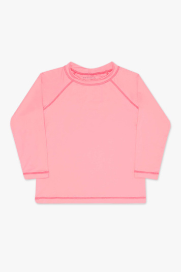 Camiseta infantil  com proteo solar rosa babalu