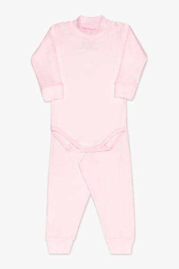 Conjunto de body gola alta ribana rosa para beb