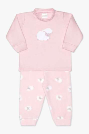 Pijama de soft ovelhinha rosa para beb