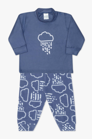 Pijama de soft chuvinha azul para beb 