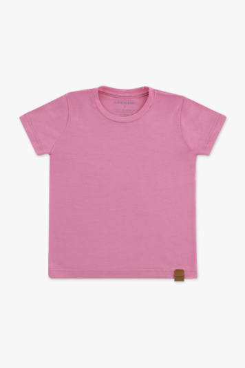Camiseta de modal rosa manga curta infantil