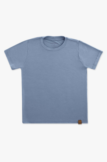 Camiseta teen de modal azul manga curta