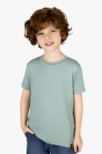 Camiseta infantil de modal verde sage manga curta