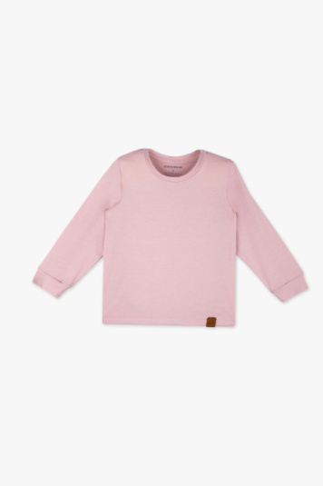 Camiseta infantil de modal rosa tulipa manga longa