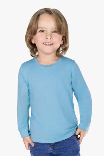 Camiseta infantil de modal azul sky manga longa