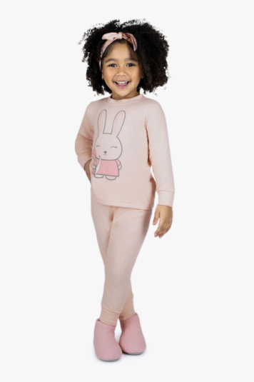 Pijama melange infantil rosa - brilha no escuro