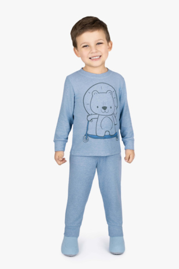 Pijama melange infantil azul - brilha no escuro