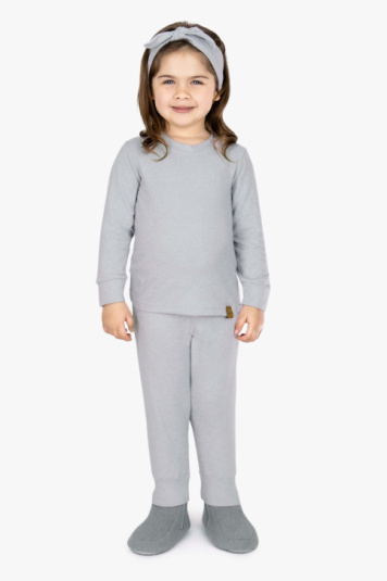 Pijama melange infantil cinza mescla