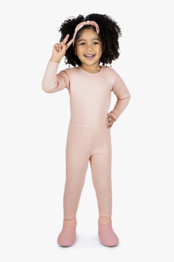 Conjunto de body melange canelado rosa infantil