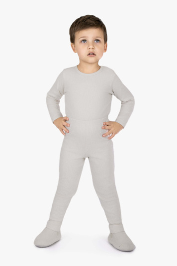 Conjunto de body melange canelado bege infantil