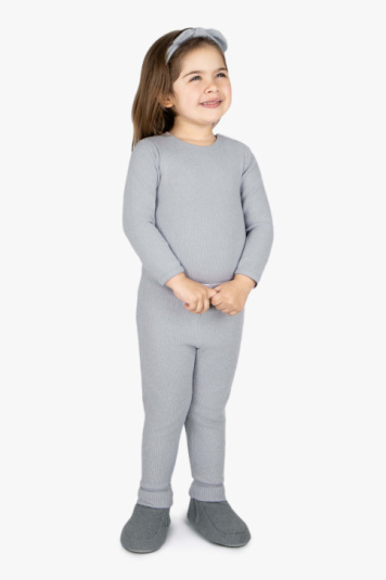 Conjunto de body melange canelado cinza infantil