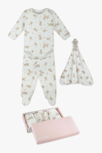 Kit conjunto de body e naninha coelhinho rosa para beb