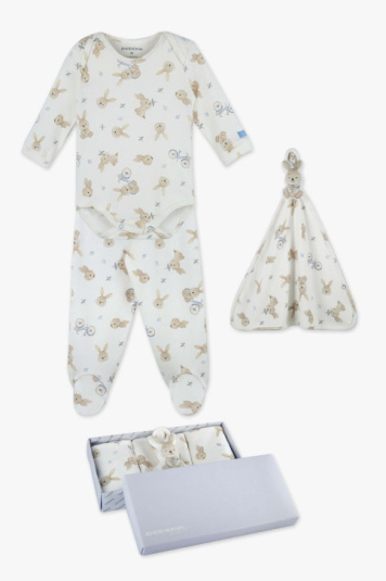 Kit conjunto de body e naninha coelhinho azul para beb