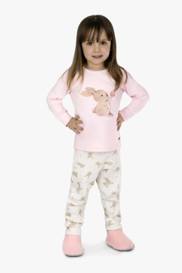 Pijama suedine egpcio estampado coelhinha rosa infantil