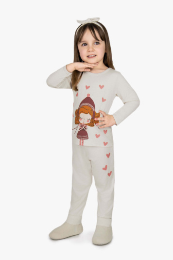 Pijama modal bege menina holandesa infantil