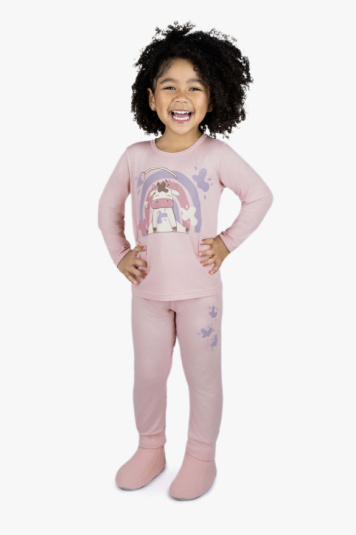 Pijama modal rosa vaca artista infantil