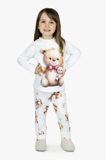 Pijama soft sublimado ursa e coelhinho infantil