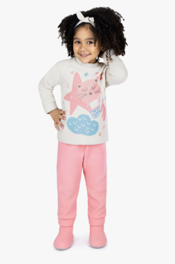 Pijama soft rosa com estampa bales infantil