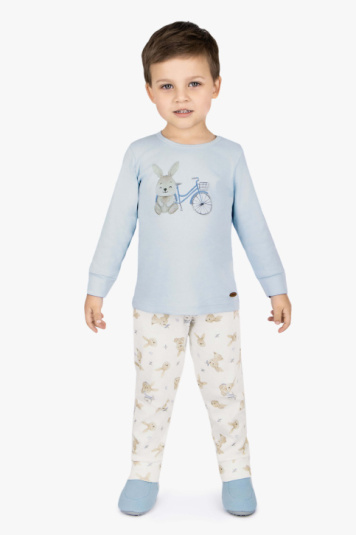 Pijama suedine egpcio coelhinho azul infantil