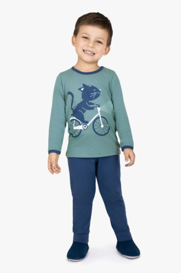 Pijama gato de bicicleta infantil - brilha no escuro