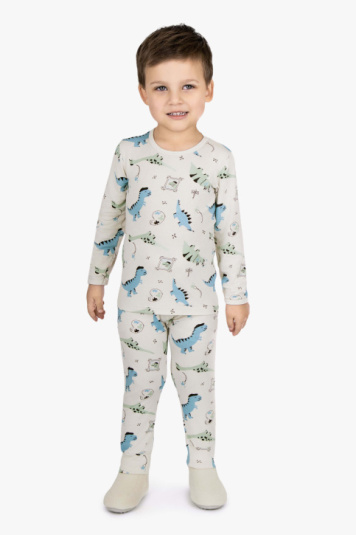 Pijama modal estampado dinossauro pintor infantil