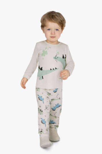 Pijama modal dino pintor infantil brilha no escuro