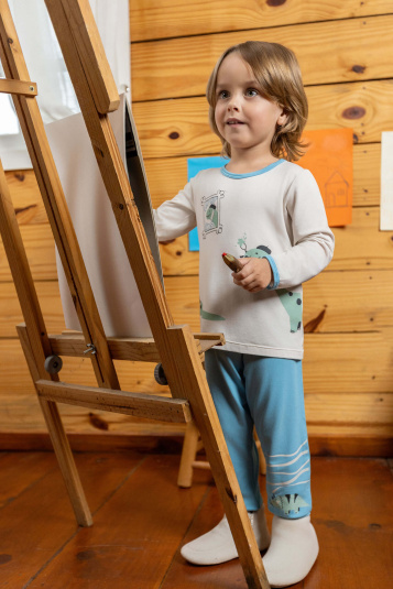 Pijama modal dinossauro pintor infantil