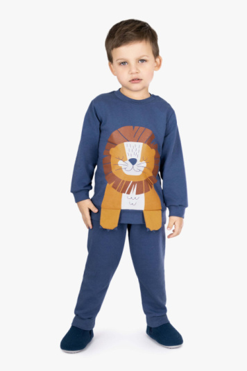 Pijama moletinho azul leo infantil