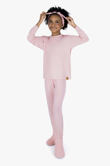 Pjama infantil em modal rosa