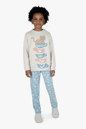 Pijama infantil soft gatinho xcaras