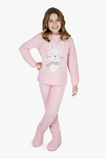 Pijama teen soft rosa coelhinho - brilha no escuro