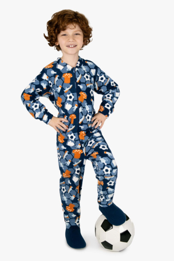 Macaco infantil soft estampado futebol