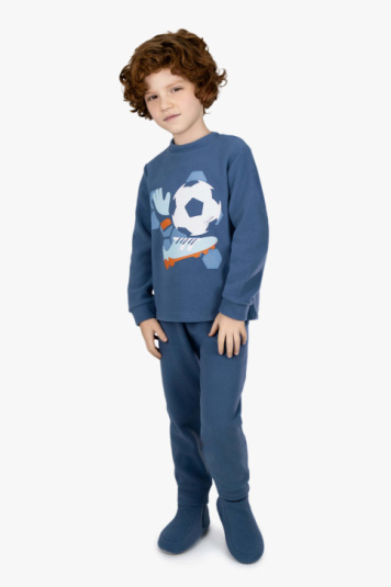 Pijama infantil soft estampa chuteira e bola futebol